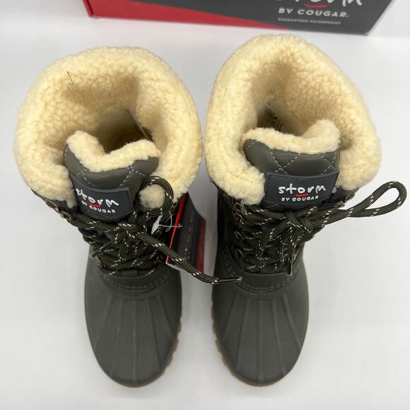 Cougar Waterproof Winter Boots Size 7 Medium Green Olive Quilt Carlisle Lace Up - Picture 3 of 13